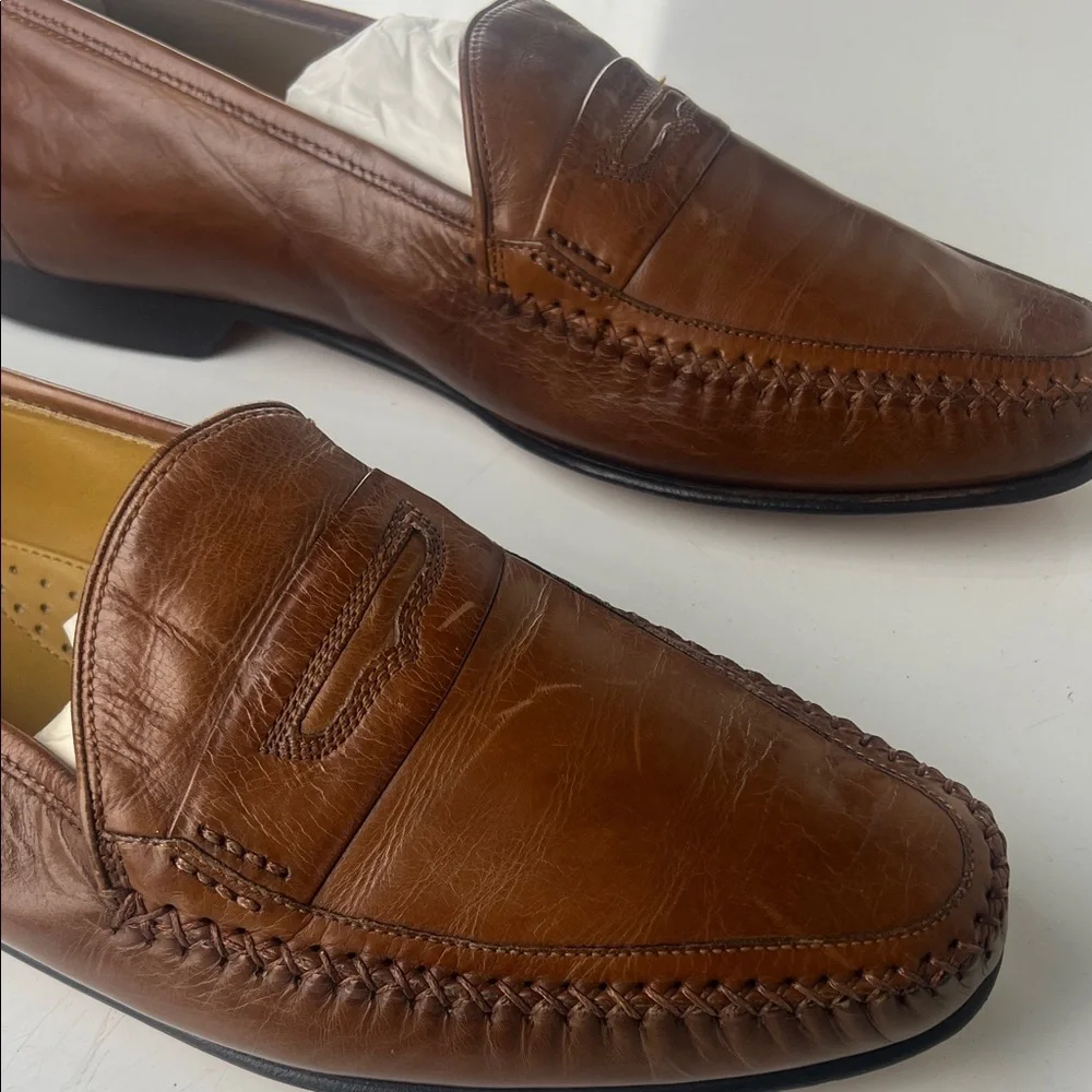 Johnston & Murphy Tan Leather Slip-On Loafers